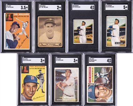 1940-1957 Topps, Bowman and Play Ball Ted Williams SGC-Graded Collection (7 Different)